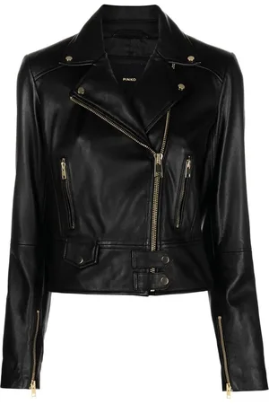 Pinko Cropped leather biker jacket