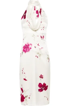 BLUMARINE Halterneck floral midi dress