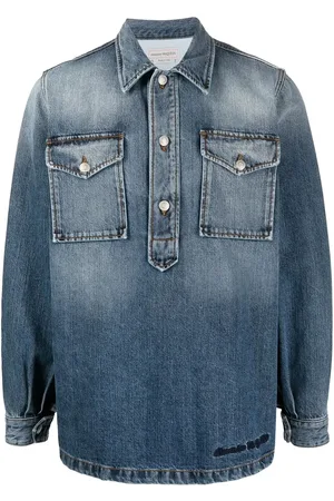 Alexander McQueen Embroidered logo denim shirt