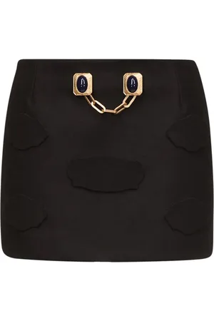 AREA Gemstone button mini skirt
