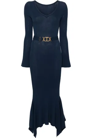 Twin-Set Belted ruffled midi dress