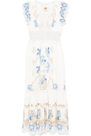 Farm Rio Floral-embroidered maxi dress