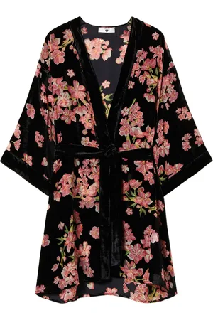 Twin-Set Floral-print velvet dressing gown