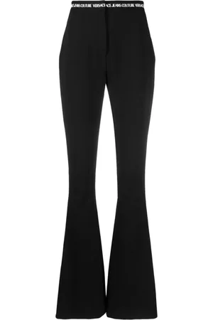 VERSACE Logo-waistband flared trousers
