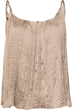 tout a coup Pliss??-effect sleeveless blouse