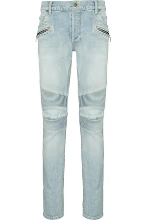 Balmain Slim-cut faded biker jeans