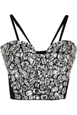 Dolce & Gabbana Rhinestone-embellished satin corset top