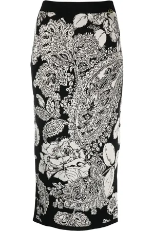 Twin-Set Floral intarsia-knit pencil skirt