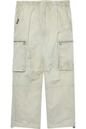 Izzue Logo-embroidery crinkled cargo trousers