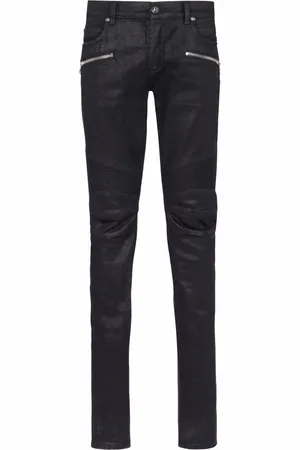 Balmain Coated ribbed slim-fit jeans