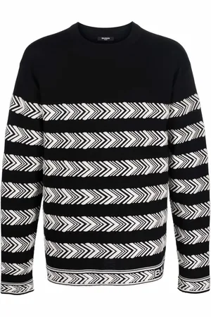 Balmain Patterned intarsia-knit long-sleeve jumper
