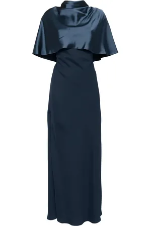 Amsale Satin cape gown