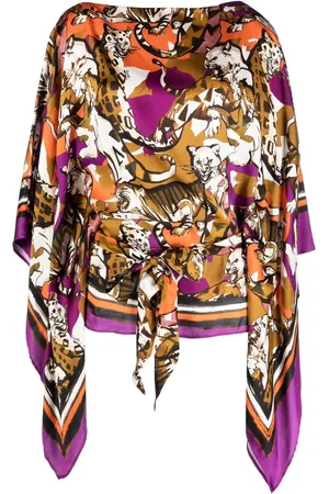 Roberto Cavalli Cheetah-print draped-sleeve kaftan