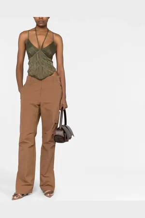DION LEE Patterned-jacquard halterneck cami top