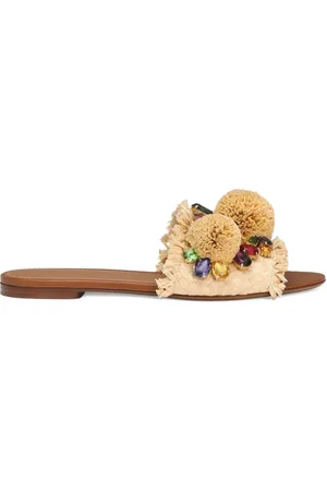 Dolce & Gabbana Pompom raffia slides