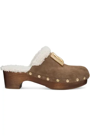 Dolce & Gabbana Logo-plaque suede clogs
