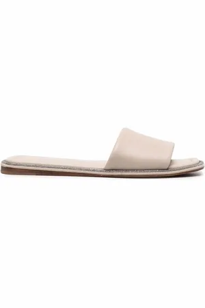 Brunello Cucinelli Monili-embellished leather slides