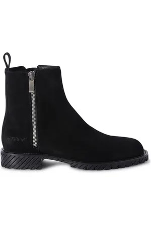 OFF-WHITE Round-toe suede ankle boots