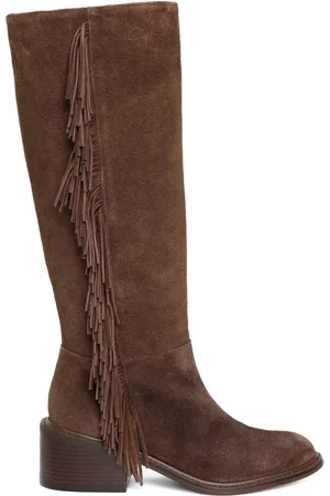 Sarah Chofakian 55mm fringe-embellished knee-high boots