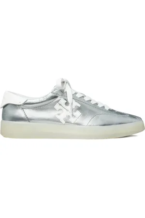 Tory Burch Phoenix metallic leather lace-up sneakers
