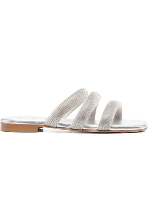 Casadei Crystal-embellished flat sandals