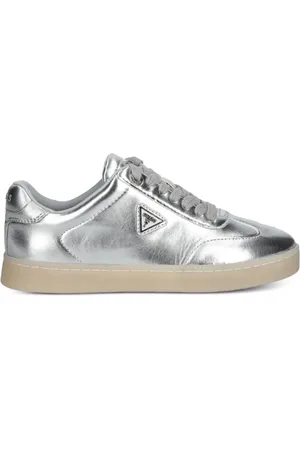 Guess Jazlie metallic-effect leather low-top sneakers