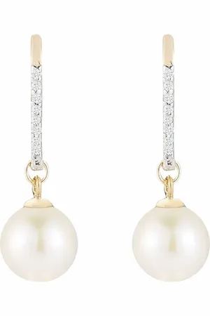 Mateo 14kt yellow single pearl diamond drop earrings