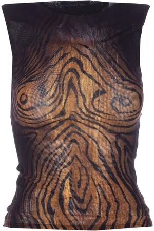 Jean Paul Gaultier Wood-print sleeveless top