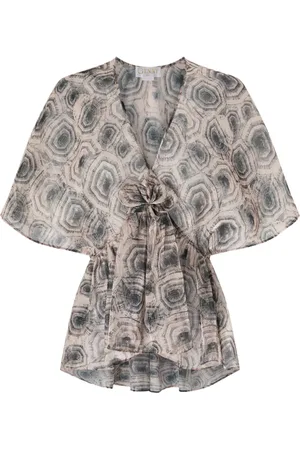 GENNY Abstract-print tie-front top
