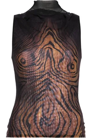 Jean Paul Gaultier High-neck wood-print top
