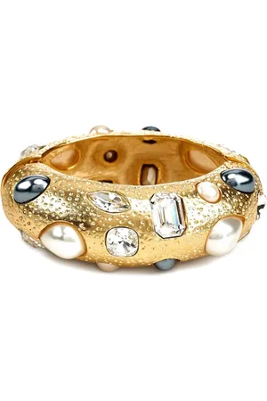 Kenneth Jay Lane Pearl-crystal bangle bracelet