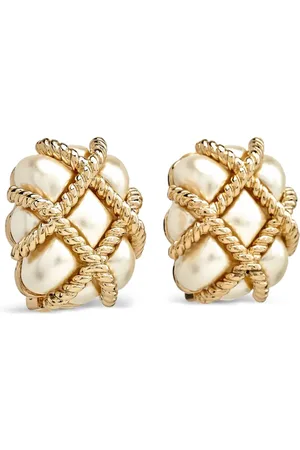 Kenneth Jay Lane Quilted pearl clip earrings