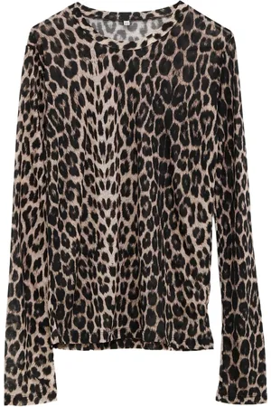 Baserange Leopard-print bell-sleeve t-shirt