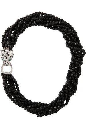 Kenneth Jay Lane 1990s pre-owned panther-embellished bead necklace