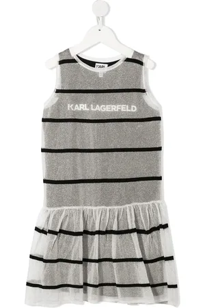 Karl Lagerfeld Striped jersey-knit layered dress