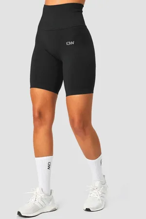 ICANIWILL Ribbed Define Seamless Pocket Biker Shorts, Black
