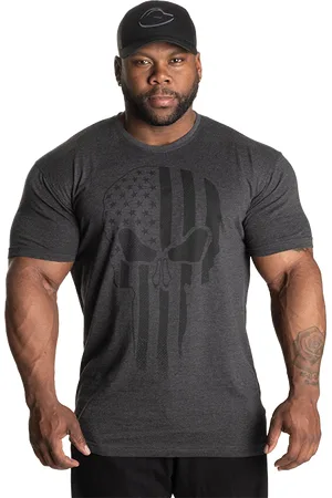 Gasp Skull Standard Tee, Dark Grey Melange