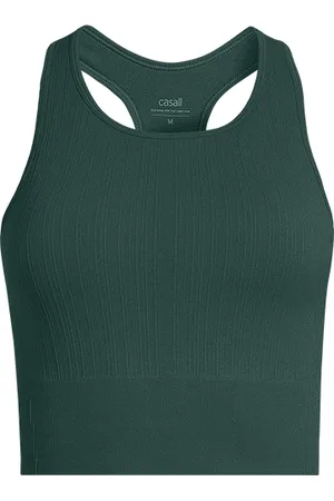 Casall Multi Rib Seamless Padded Sports Top, Dark Pine