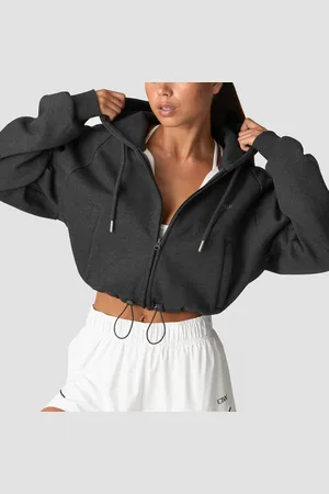 ICANIWILL Everyday Cropped Zip Hoodie Wmn, Grey Melange