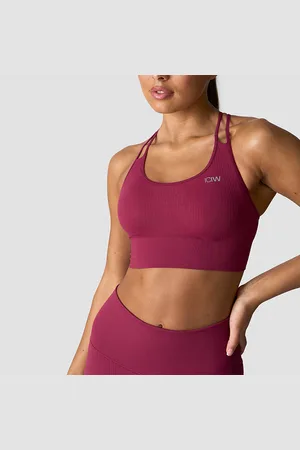 ICANIWILL Ribbed Define Seamless Sports Bra, Magenta Rose