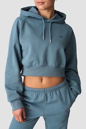 ICANIWILL Everyday Cropped Hoodie Wmn, Steel Blue
