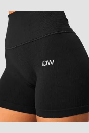 ICANIWILL Ribbed Define Seamless Pocket Shorts, Black
