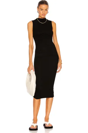 ENZA COSTA Silk Rib Sleeveless Twist Midi Dress in