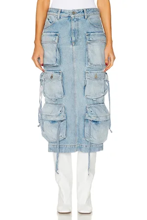 The Attico Denim Midi Skirt in