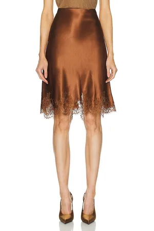 Saint Laurent Satin Lace Skirt in