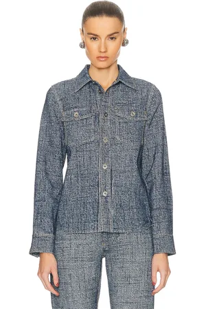Bottega Veneta Enlarged Textured Denim Printed Shirt in