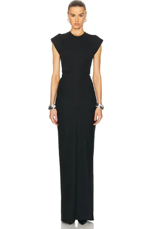 Alexander Wang Drop Shoulder Crew Neck Maxi Dress With Side Drape in
