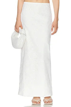 Helsa Eyelet Column Midi Skirt in