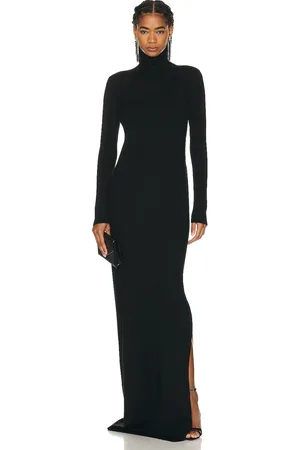 Saint Laurent Long Sleeve Turtleneck Gown in