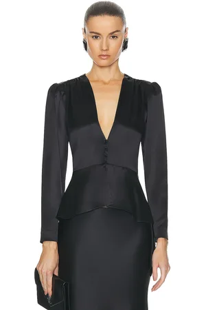Saint Laurent Satin Long Sleeve Blouse in